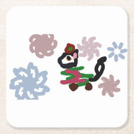 Black cat winter rechteckiger pappuntersetzer