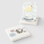 Black cat winter steinuntersetzer (Seitenansicht)