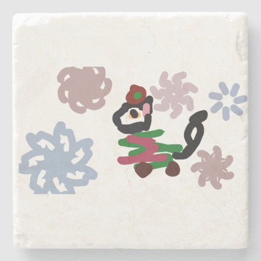 Black cat winter steinuntersetzer (Vorderseite)