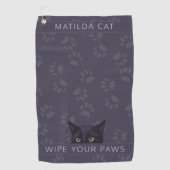 Black Cat Wischen Sie Ihre Pfoten Name Golf Handtu Golfhandtuch (Vorderseite)