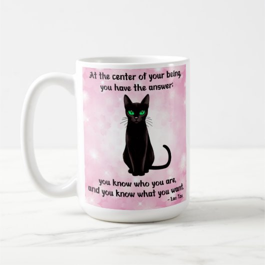 Black Cat Wisdome - Kirschblüten Kaffeetasse (Links)
