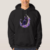 Black Cat Witch Crescent Moon Witchy Crystal Paste Hoodie (Vorderseite)