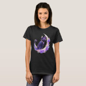 Black Cat Witch Crescent Moon Witchy Crystal Paste T-Shirt (Vorne ganz)