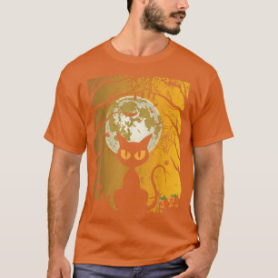 Black Cat WItch Full Moon Vintages Halloween T-Shirt
