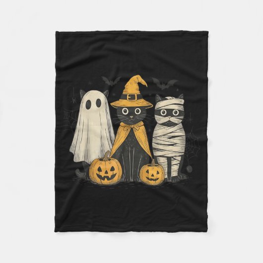 Black Cat Witch Ghost Y Halloween Pumpkin Men Kids Fleecedecke (Vorderseite)