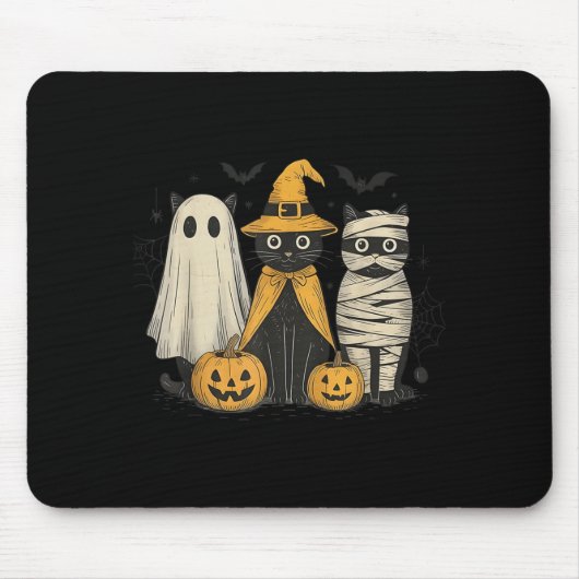 Black Cat Witch Ghost Y Halloween Pumpkin Men Kids Mousepad (Vorne)