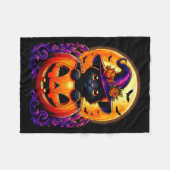 Black Cat Witch Hat Pumpkin Funny Halloween Men Wo Fleecedecke (Vorderseite (Horizontal))