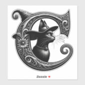 Black Cat Witch Hexerei Letter C Custom Initial Aufkleber (Blatt)