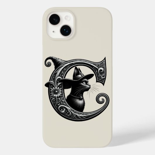 Black Cat Witch Hexerei Letter C Custom Initial Case-Mate iPhone Hülle (Rückseite)