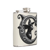 Black Cat Witch Hexerei Letter C Custom Initial Flachmann (Rechts)