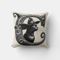 Black Cat Witch Hexerei Letter C Custom Initial
