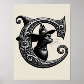 Black Cat Witch Hexerei Letter C Custom Initial Poster (Vorne)