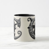 Black Cat Witch Hexerei Letter C Custom Initial Tasse (Zentrum)
