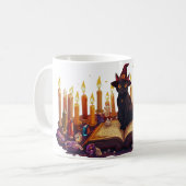 Black Cat Witch Mug | Magical Halloween Coffee Cup Kaffeetasse (Vorderseite Links)
