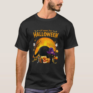 Black Cat Witch Pumpkin Halloween Girls Männer T-Shirt