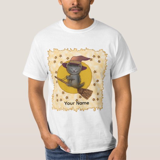 Black Cat Witch T-Shirt (Vorderseite)