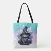 Black Cat Witches Hat Rainbow Pastor Halloween Tasche (Rückseite)