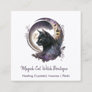 Black Cat Witchy Quadratische Visitenkarte