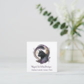Black Cat Witchy Quadratische Visitenkarte (Stehend Vorderseite)