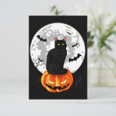 Black Cat Witchy Spellbook Magie Halloween Einladung (Stehend Vorderseite)