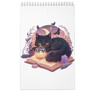 Black Cat Witchy Spellbook Magie Halloween Kalender