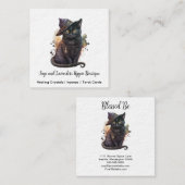 Black Cat Witchy Square Business Card Quadratische Visitenkarte (Vorne/Hinten)