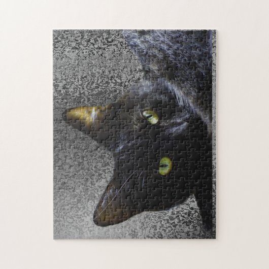 Black Cat with a Gray Pattern Background Puzzle (Vertikal)