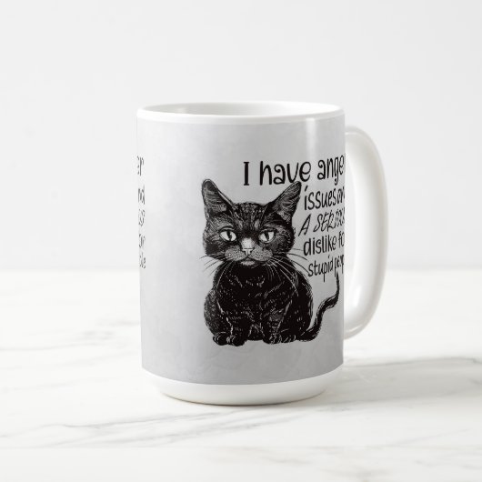 Black Cat With Anger Issues Kaffeetasse (VorderseiteRechts)