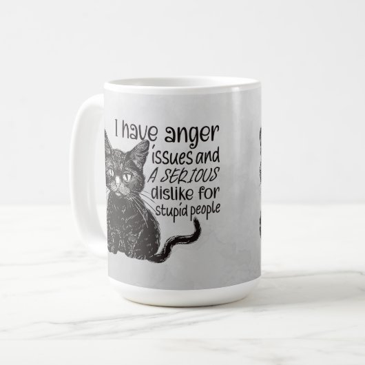 Black Cat With Anger Issues Kaffeetasse (Vorderseite Links)