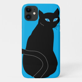 Black Cat with Blue Eyes iPhone Case