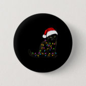 Black Cat With Christmas Light Funny Cat Lover Chr Button (Vorderseite)