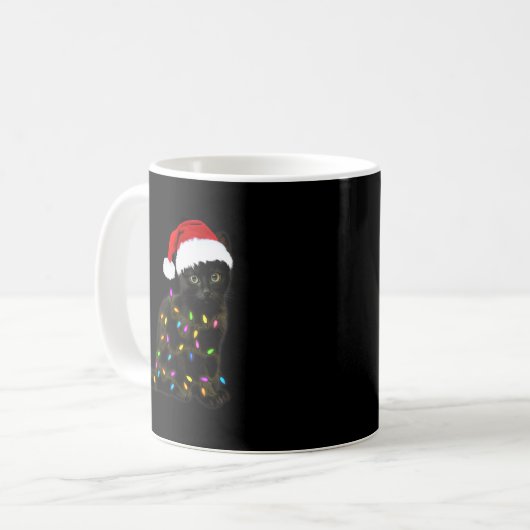 Black Cat With Christmas Light Funny Cat Lover Chr Kaffeetasse (Vorderseite Links)
