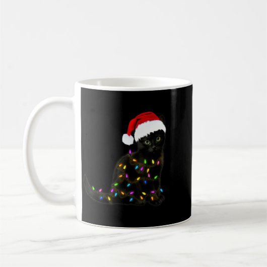 Black Cat With Christmas Light Funny Cat Lover Chr Kaffeetasse (Links)