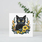 Black Cat With Flowers (Stehend Vorderseite)