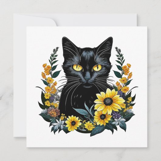 Black Cat With Flowers (Vorderseite)