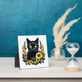 Black Cat With Flowers Fotoplatte (InSitu)