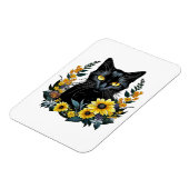 Black Cat With Flowers Magnet (Linke Seite)