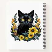Black Cat With Flowers Notizblock (Rückseite)