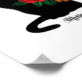 Black Cat With Flowers Poster (Ecke)