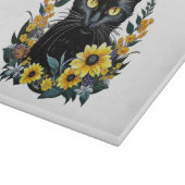 Black Cat With Flowers Schneidebrett (Ecke)