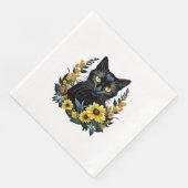 Black Cat With Flowers Serviette (Ecke)