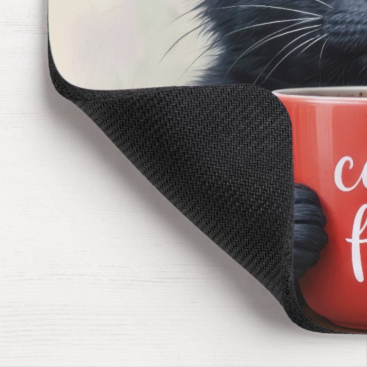 Black Cat with Fun Coffee Tasse Zitat Mousepad (Ecke)