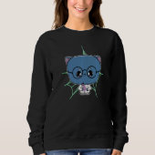 Black Cat With Glasses For Horror Scientist Fans   Sweatshirt (Vorderseite)