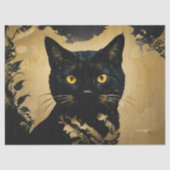 Black Cat with Golden Eyes Decoupage Seidenpapier (Vorderseite)