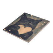 Black Cat with Golden Heart - Cat's Cosy Liebe Fliese (Seite)