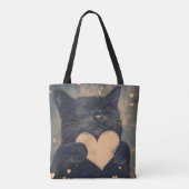 Black Cat with Golden Heart - Cat's Cosy Liebe Tasche (Rückseite)