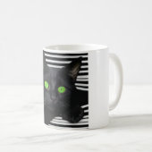 Black Cat with Green eyes Kaffeetasse (VorderseiteRechts)