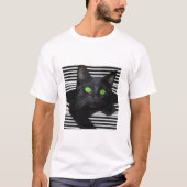Black Cat with Green eyes T-Shirt (Vorderseite)