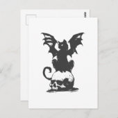Black cat with monster wings - Choose back color Postkarte (Vorne/Hinten)