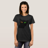 Black cat with orange and green eyes T-Shirt (Vorne ganz)